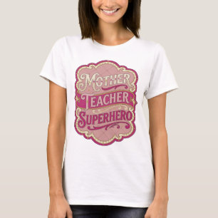 Witziges Gold MOTHER TEACHER SUPERHELD Design T-Shirt