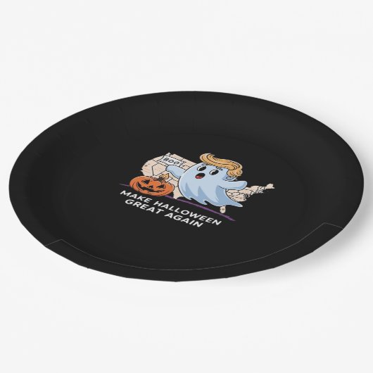 Witziges Halloween Boo, Pumpkin Trumpkin, Make Hal Pappteller (Schrägansicht)