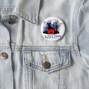 Witziges Halloween gewitchte schwarze Katze Was? Button