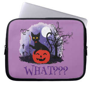 Witziges Halloween gewitchte schwarze Katze Was? Laptopschutzhülle