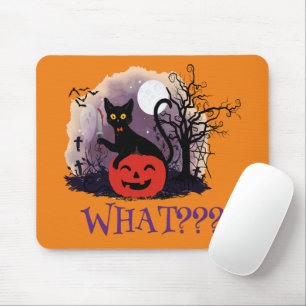 Witziges Halloween gewitchte schwarze Katze Was? Mousepad