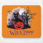 Witziges Halloween gewitchte schwarze Katze Was? Mousepad (Vorne)