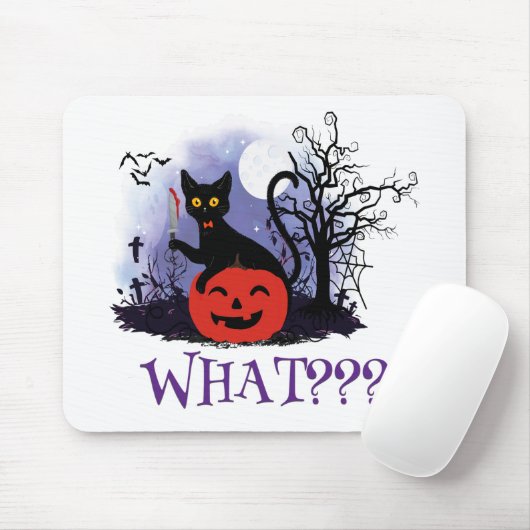 Witziges Halloween gewitchte schwarze Katze Was? Mousepad (Mit Mouse)