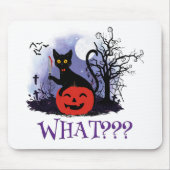 Witziges Halloween gewitchte schwarze Katze Was? Mousepad (Vorne)