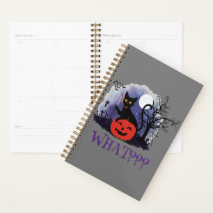 Witziges Halloween gewitchte schwarze Katze Was? Planer