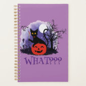 Witziges Halloween gewitchte schwarze Katze Was? Planer (Vorderseite)