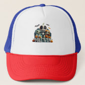 Witziges Halloween, glücklicher Halbblut Truckerkappe (Vorderseite)