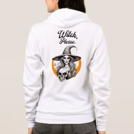 Witziges Halloween "Hexe bitte" Hexe & Skelett Hoodie