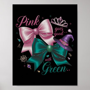 Witziges Halloween Rosa wird gut mit grünem Wo Poster
