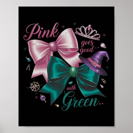 Witziges Halloween Rosa wird gut mit grünem Wo Poster (Vorne)