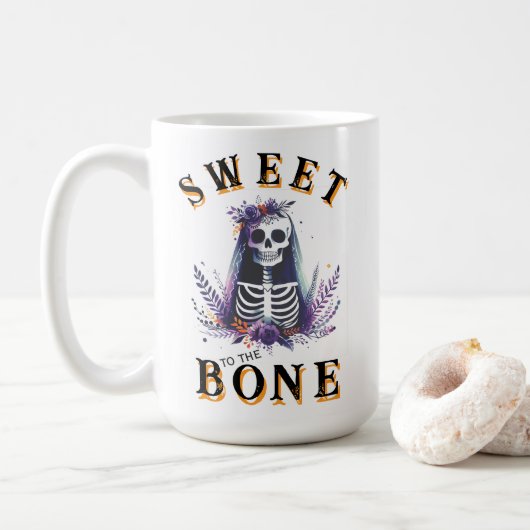Witziges Halloween Sweet to Bone Kaffeetasse (Mit Donut)