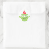 Witziges Monster mit Partys-Hut Runder Aufkleber (Tasche)