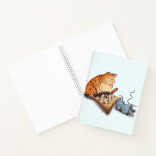 Witziges Notebook mit Cat and Mouse Playing Schach Notizblock