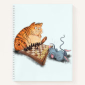 Witziges Notebook mit Cat and Mouse Playing Schach Notizblock (Vorderseite)