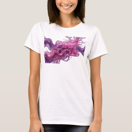 Witziges Rosa PINK FOKUS Textdesign T-Shirt (Vorderseite)