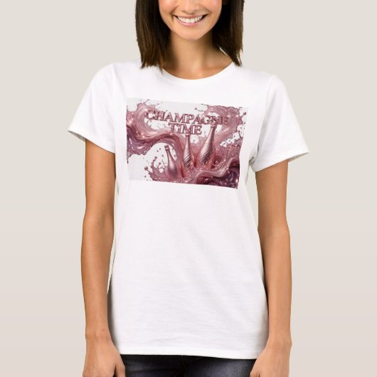 Witziges rotes CHAMPAGNER-ZEIT Statement T-Shirt (Vorderseite)
