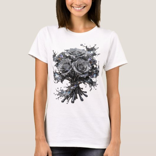 Witziges Silber ABSTRACTE KUNST Maßgeschneidertes T-Shirt (Vorderseite)