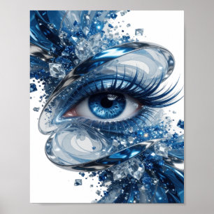 Witziges Silber BLAUE AUGEN Zitat-Design Poster