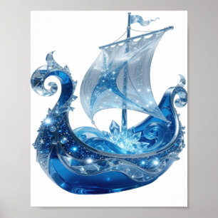 Witziges Silber EISKRISTALLSCHIFF Poster