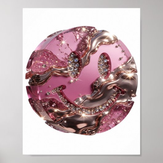 Witziges Silber-HAPPY FACE-Slogandesign Poster (Vorne)