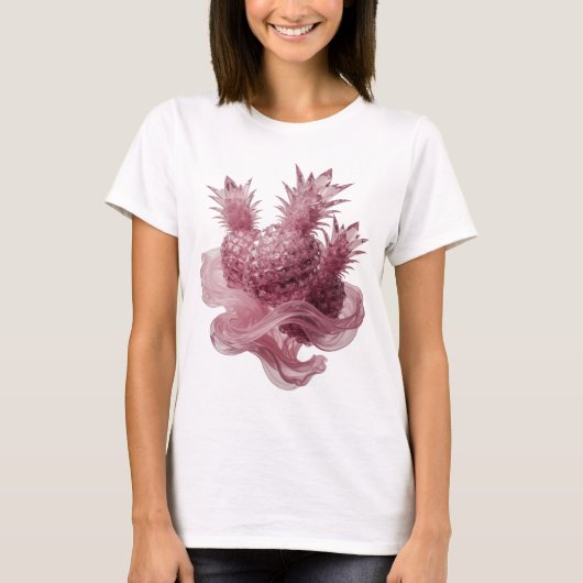 Witziges Silber PINK GLAS FRUCHT Design T-Shirt (Vorderseite)