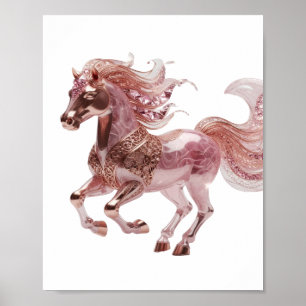 Witziges Silber ROSE GOLD PINK PFERD Modernes Desi Poster