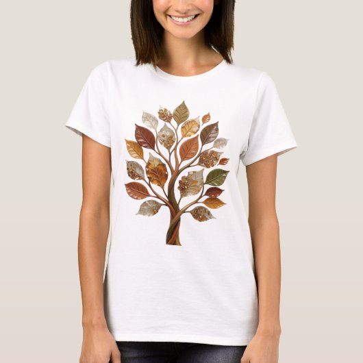 Witziges Silbernes HERBSTBLÄTTER BAUM Statement T- T-Shirt (Vorderseite)