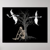 Witziges Skelett und Geisterhaus Poster (Vorne)