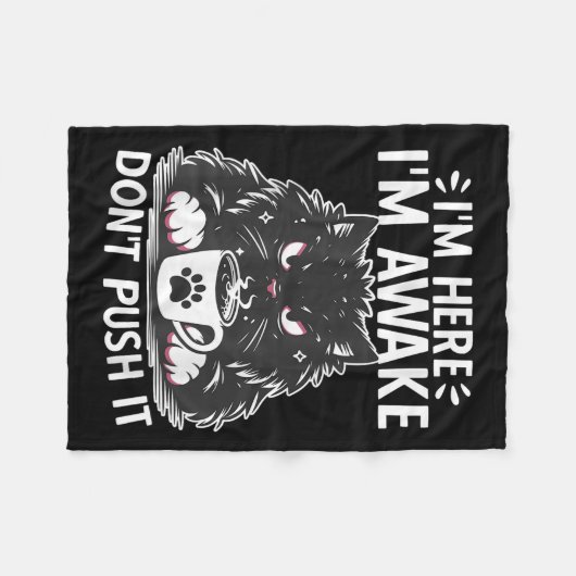 Witziges Sprichwort, ich bin hier, ich bin erwacht Fleecedecke (Vorderseite (Horizontal))