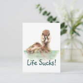 Witziges Zitat, das Leben Ist zum Kotzen, Engel, V Postkarte (Stehend Vorderseite)