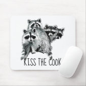 Witziges Zitat Kiss the Cook Niedliche Raccoons, T Mousepad (Mit Mouse)