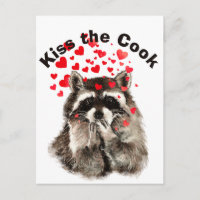 Witziges Zitat Kiss the Cook Niedliche Raccoons, T