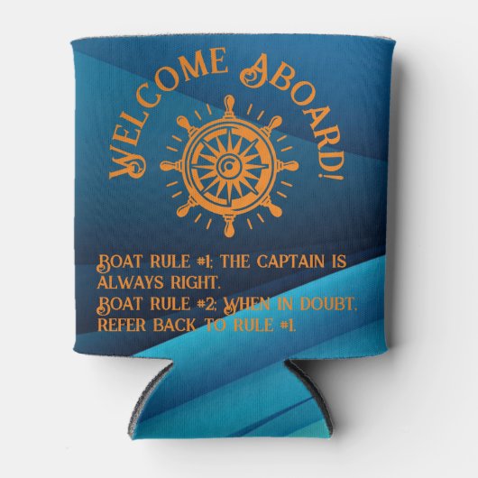 Witziges Zitat: "Willkommen an Bord!" Name/Zuhause Dosenkühler (Vorderseite)