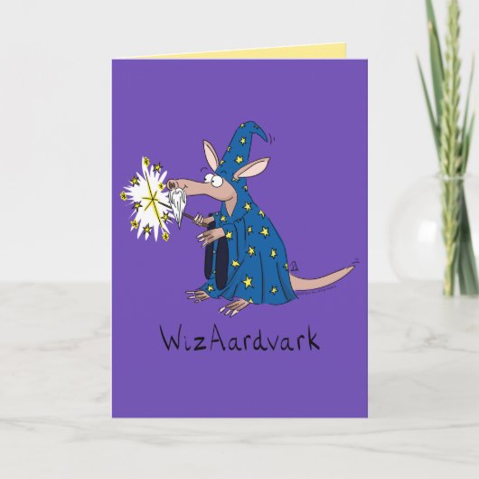 Wizaardvark - Grußkarte des Funny Wizard Aardvark Karte (Vorderseite)