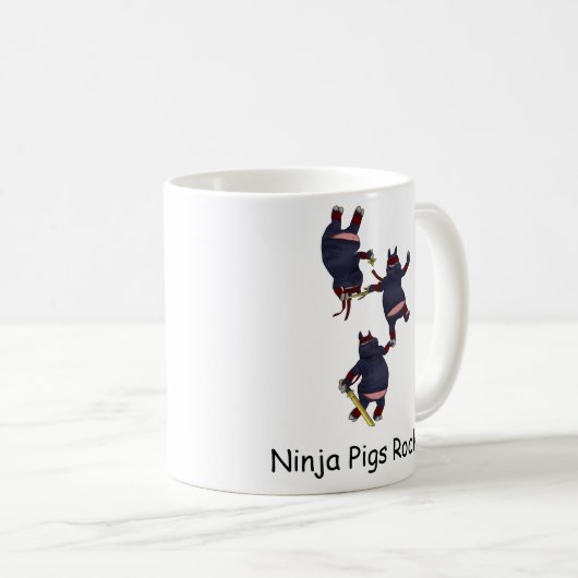 Wizard101 Ninja Schwein-Felsen-Tasse Kaffeetasse (VorderseiteRechts)