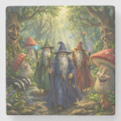 Wizard and forest mushroom fantasy stone coaster d steinuntersetzer (Vorderseite)