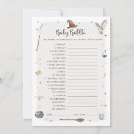 Wizard Baby Shower Baby Babble Word Scramble Game Einladung