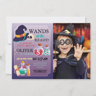 Wizard Birthday Party Wands Halloween Foto Einladung
