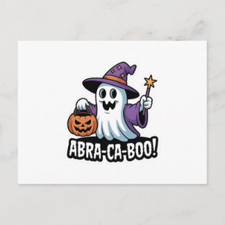 Wizard Boo – Spooky Cute Halloween Ghost wand Feiertagspostkarte