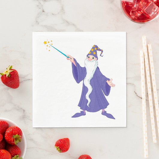 Wizard Casting a Zaubersprüche Napkins Serviette
