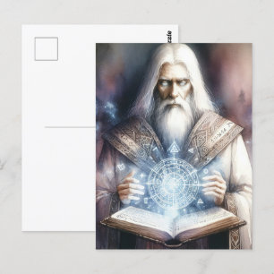Wizard Casting aus einem Spellbook Fantasy Waterco Postkarte