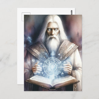 Wizard Casting aus einem Spellbook Fantasy Waterco Postkarte