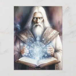 Wizard Casting aus einem Spellbook Fantasy Waterco Postkarte