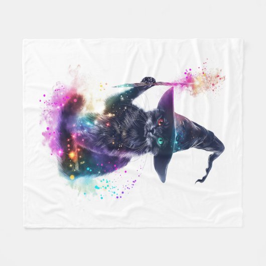 Wizard Cat Magic Fleecedecke (Vorderseite (Horizontal))