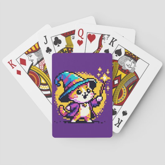 Wizard Cat - Magic Pixel Art Fantasy Design Spielkarten (Rückseite)