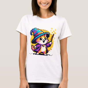 Wizard Cat - Magic Pixel Art Fantasy Design T-Shirt