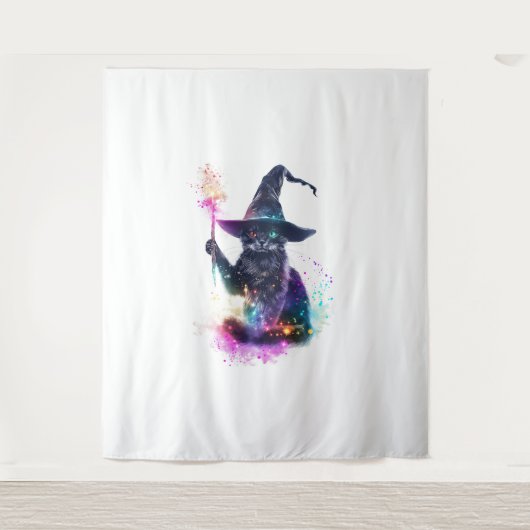 Wizard Cat Magic Wandteppich (Vorderseite)