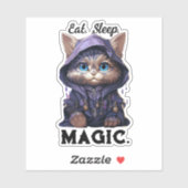 Wizard Cat Sticker - "Iss. Schlafen. Magie." (Blatt)