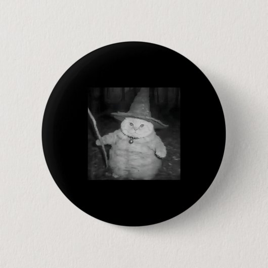 Wizard Cat Weird Funny Halloween Cat Meme Button (Vorderseite)