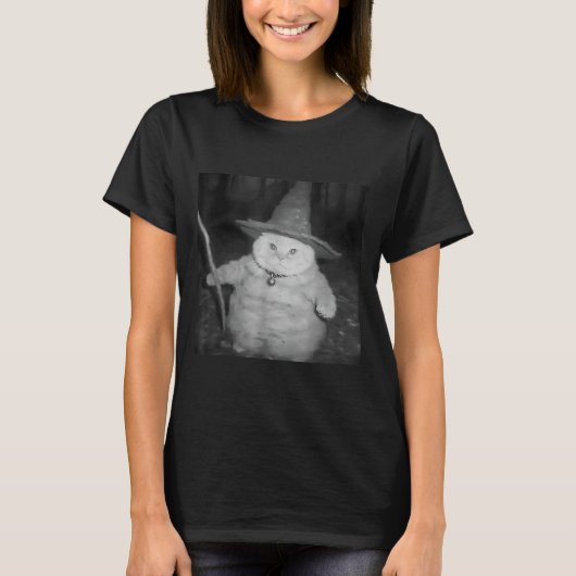 Wizard Cat Weird Funny Halloween Cat Meme T-Shirt (Vorderseite)